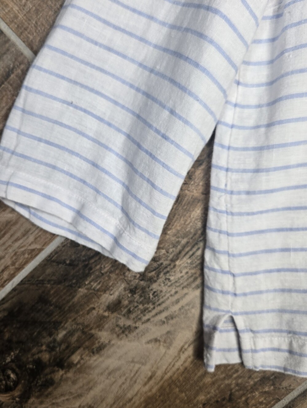 Martha Stewart Collection 100% Linen Top Boxy Crop Blouse White Stripes size XL - Picture 6 of 14